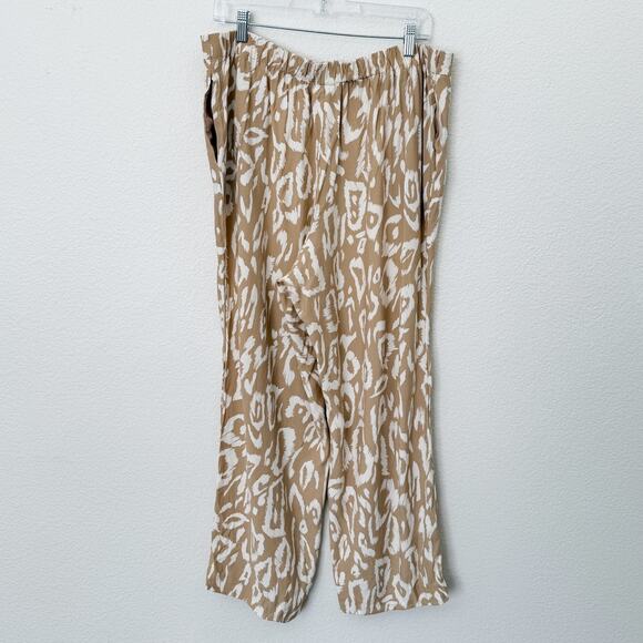 [Lafayette 148 New York] Camel Animal Print Tan Riverside Wide Leg Pants Size XL - Picture 3 of 12